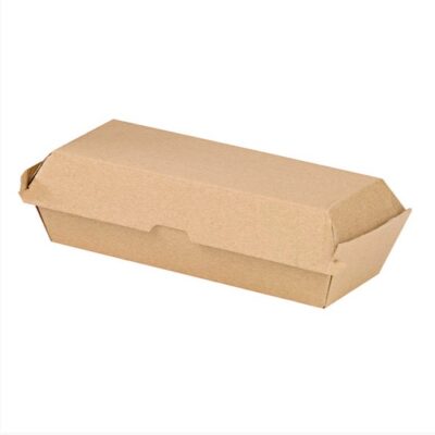 PacknWood Paper Kraft Clamshell Hinged Container 9.9 in x 4.25 in x 2.6 in 210EATDOG240K