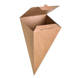 PacknWood Paper Kraft Closeable Snack Cone 3.5 in x 3.5 in x 7.5 in 210SCONEKR