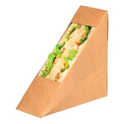 PacknWood Paper Kraft Double Wedge Sandwich Box 4.8 in x 2 in x 4.8 in 209KCK5212