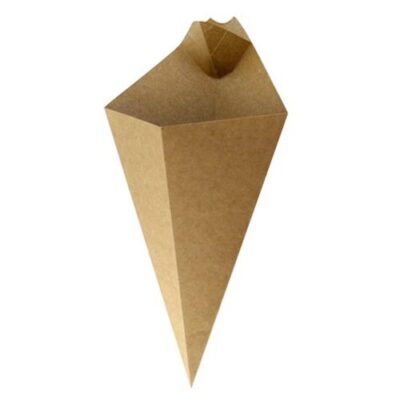 PacknWood Paper Kraft Sauce Compartment Cone 14 oz 210CONFR3KR