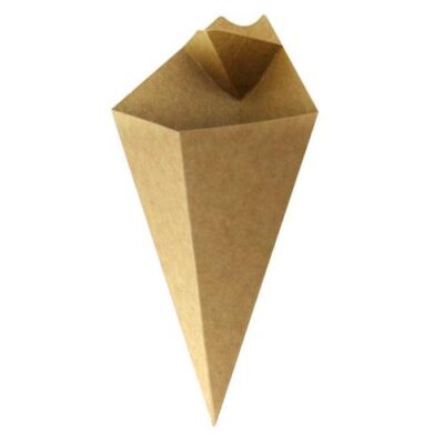 PacknWood Paper Kraft Sauce Compartment Cone 8 oz 210CONFR2KR