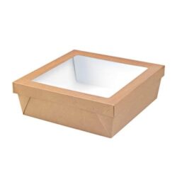 PacknWood Paper Kraft Window Lid Kray Box 102 oz 9.8 in x 9.8 in x 2 in 210KRAYB255