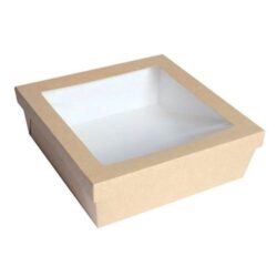 PacknWood Paper Kraft Window Lid Kray Box 132 oz 8.7 in x 8.7 in x 3.2 in 210KRAYB228
