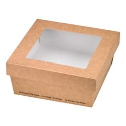 PacknWood Paper Kraft Window Lid Kray Box 22 oz 4.7 in x 4.7 in x 2 in 210KRAYB135