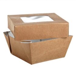 PacknWood Paper Kraft Window Lid Kray Box 7 oz 2.8 in x 2.8 in x 1.6 in 210KRAYB85