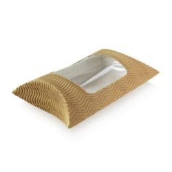 PacknWood Paper Kraft Window Pillow Box 5.7 in x 5.9 in x 2.2 in 210PLW2K