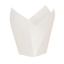 PacknWood Paper White Silicone Tulip Baking Cup 1.25 oz 1.1 in 209CPST1B
