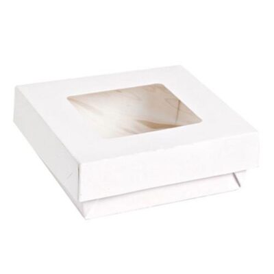 PacknWood Paper White Window Lid Kray Box 12 oz 3.9 in x 3.9 in x 1.6 in 210KRAYWH115