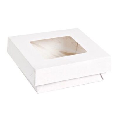 PacknWood Paper White Window Lid Kray Box 22 oz 4.7 in x 4.7 in x 2 in 210KRAYWH135