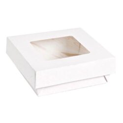 PacknWood Paper White Window Lid Kray Box 34 oz 5.5 in x 5.5 in x 2 in 210KRAYWH155