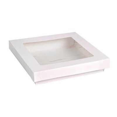 PacknWood Paper White Window Lid Kray Box 60 oz 7.1 in x 7.1 in x 2 in 210KRAYWH195