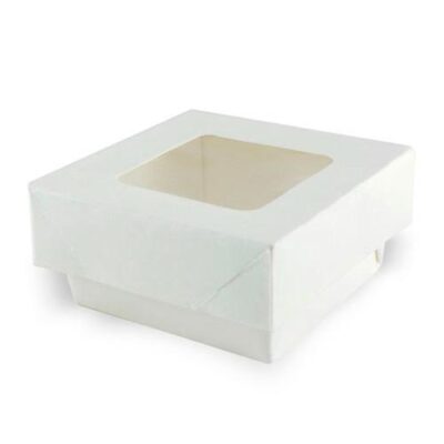 PacknWood Paper White Window Lid Kray Box 7 oz 2.8 in x 2.8 in x 1.6 in 210KRAYWH85