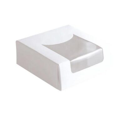 PacknWood Paper White Window Pastry Box 3.9 in x 3.9 in x 1.6 in 209PAT100J