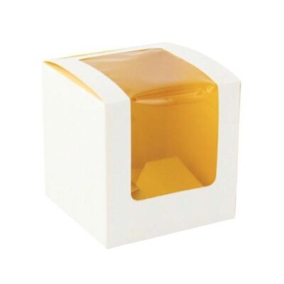 PacknWood Paper Yellow Window 1 Cupcake Box 3.3 in x 3.3 in x 3.3 in 209BCKF1