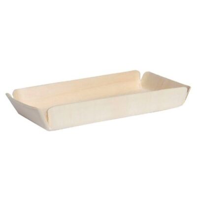 PacknWood Wood Rectangular Paper Lined Tray 8.2 in x 4.1 in 210BBT90
