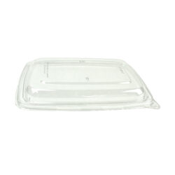 Sabert rPET Clear Flat Lid for Rectangle Container 9 in x 6 in 51601F300PCR