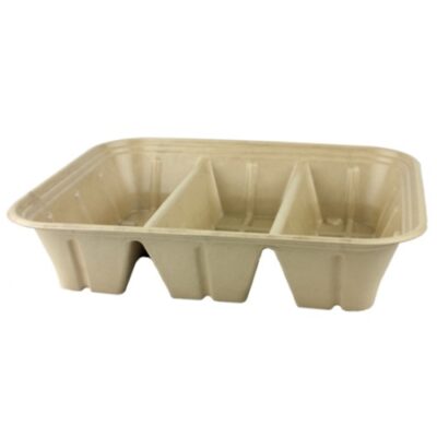 World Centric Fiber PLA Lining Catering Pan 3 Compartment 104 oz CA-SC-104TL